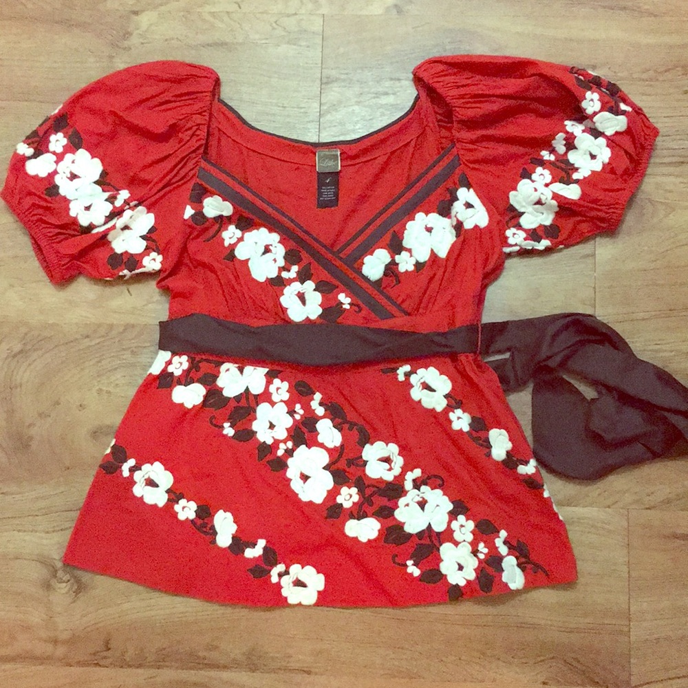 Anthropologie Lithe Brand Embroidered Blouse